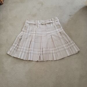 Burberry beige pleated check skirt sz m  6 8 cotton